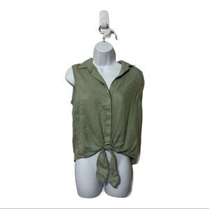 Cloth & Stone Tie Front Sleeveless Button Down XS